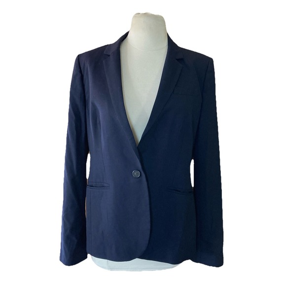 J.CREW Jackets & Blazers - J. Crew 1035 Super 120's Blazer Sz 10 Tall‎ Navy Wool Schoolboy Jacket Academia